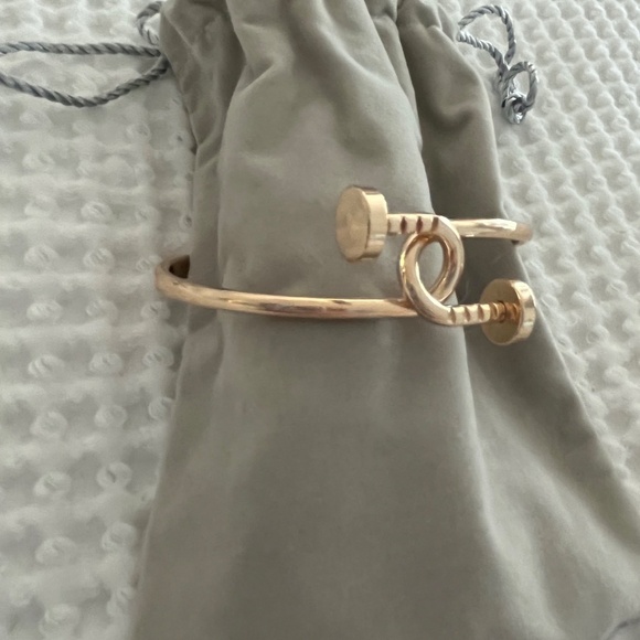 New Gold Tone Nail Twist Cuff Bracelet - Picture 9 of 15